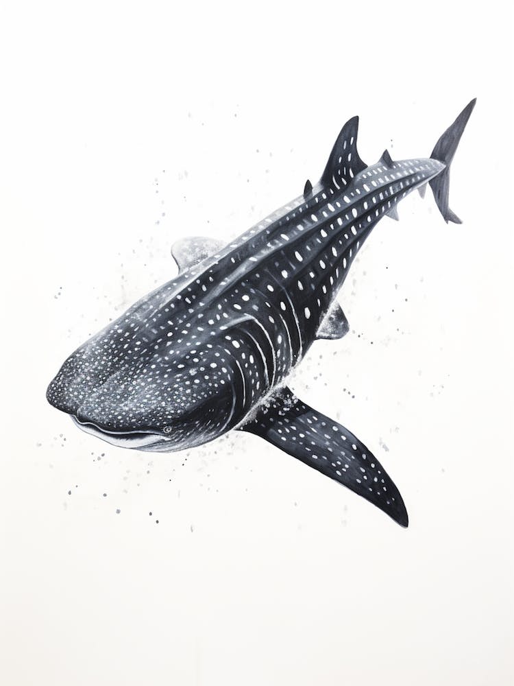  Oil Painting Of A Whale Shark Shadow Outline In Black 5