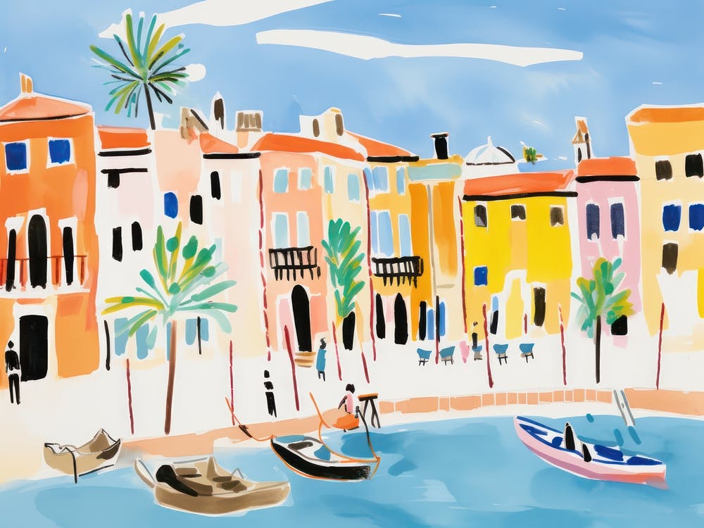 Venice Italy Cute Watercolour Illustration 3