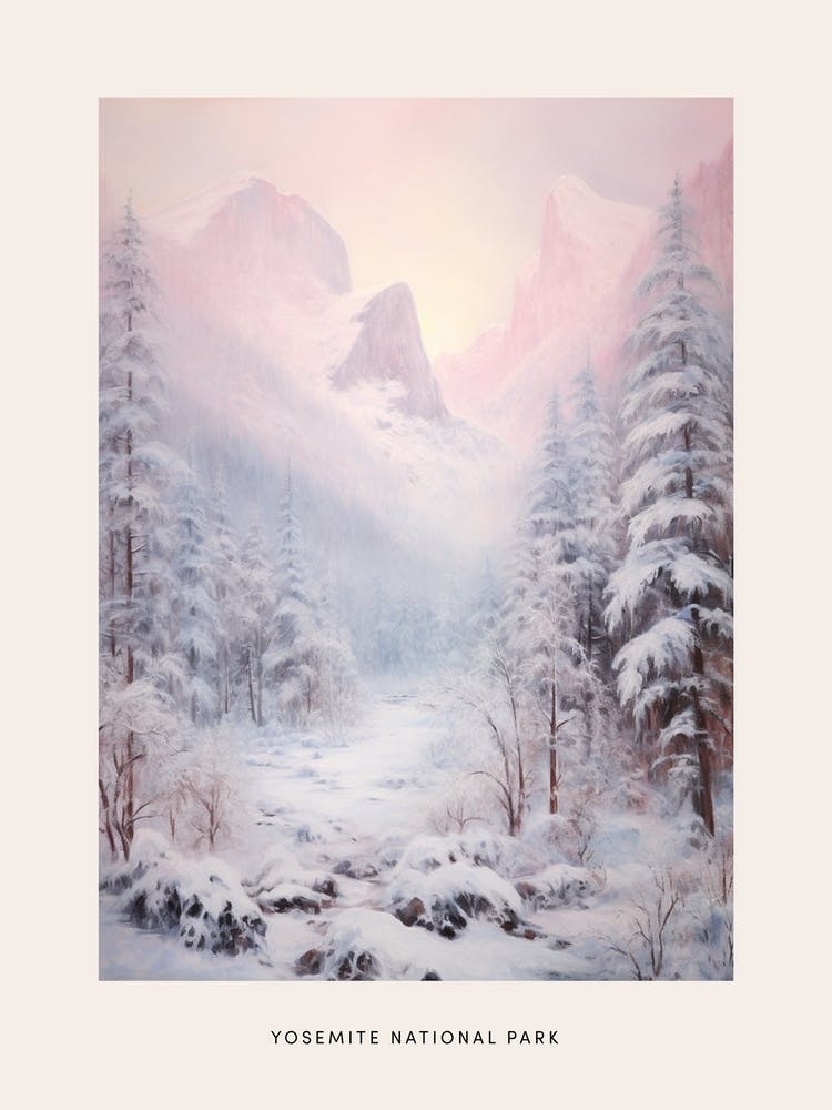 Dreamy Winter National Park Poster  Yosemite National Park United States 4