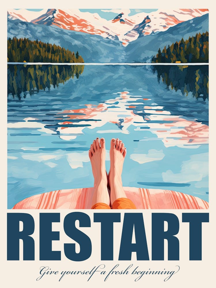 Restart   Give Yourself A Fresh Beginning Illustration Quote Poster