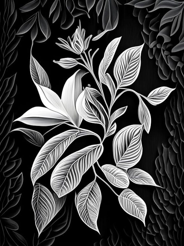 Jasmine Leaf Linocut