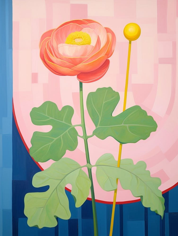 Ranunculus 5 Hilma Af Klint Inspired Pastel Flower Painting