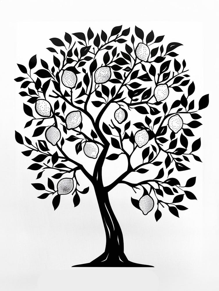 Lemon Tree Simple Geometric Nature Stencil 2
