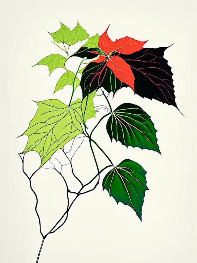 Pacific Poison Ivy Minimal Line Drawing 2