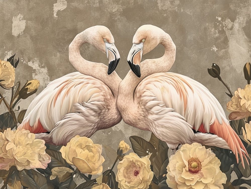 Floral Animal Illustration Flamingo 3