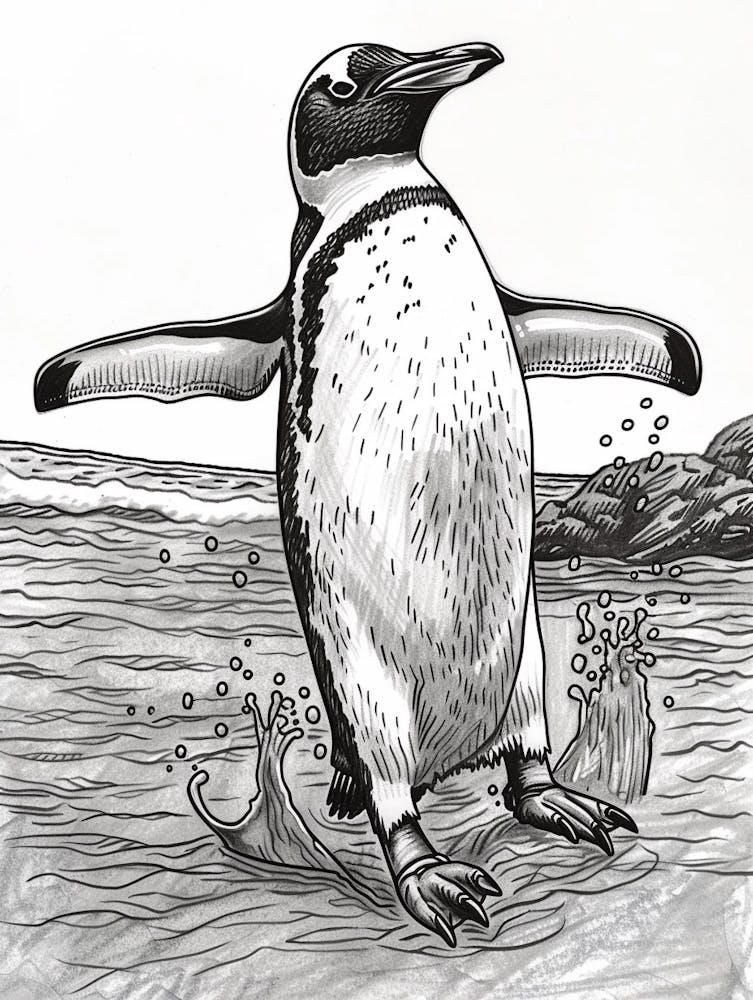 Emperor Penguin Hauling Out Of The Water 2