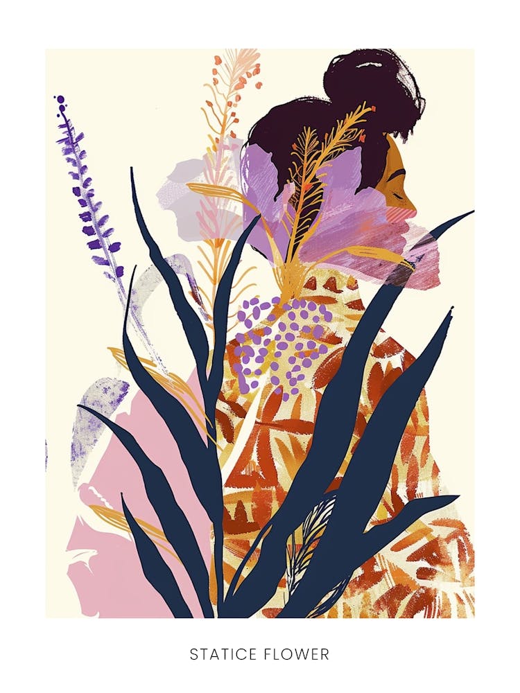 Colourful Flower Illustration Poster Statice Flower 3
