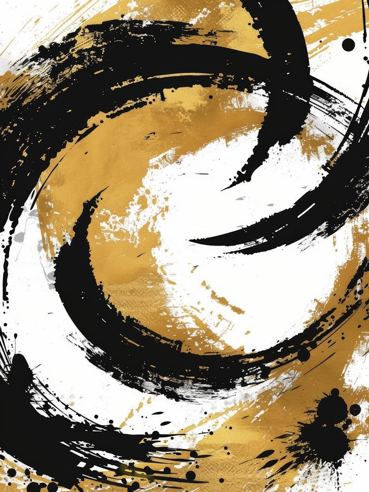 Gold And Black Abstract Painting 45