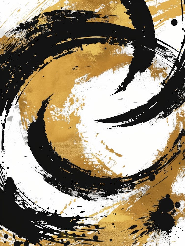 Gold And Black Abstract Painting 45