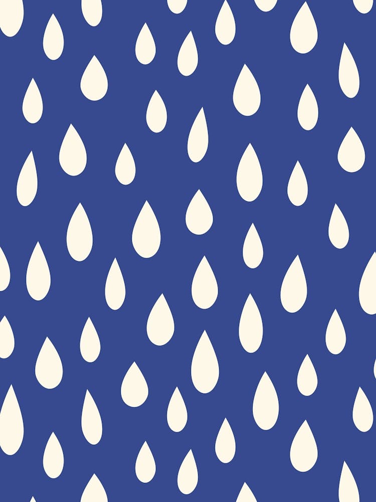 Little Falling Rain Drops White on Navy Blue