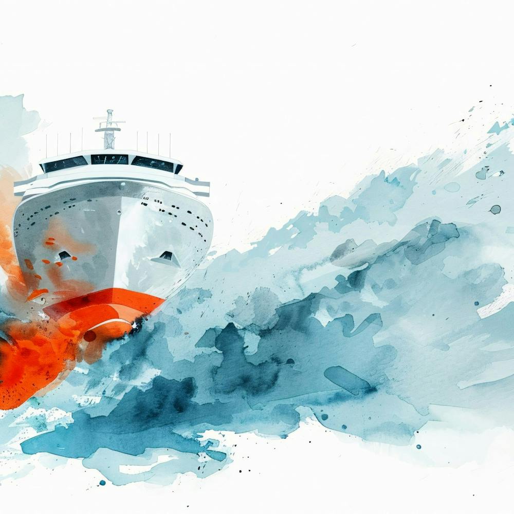 Bateau à l'aquarelle dans la mer