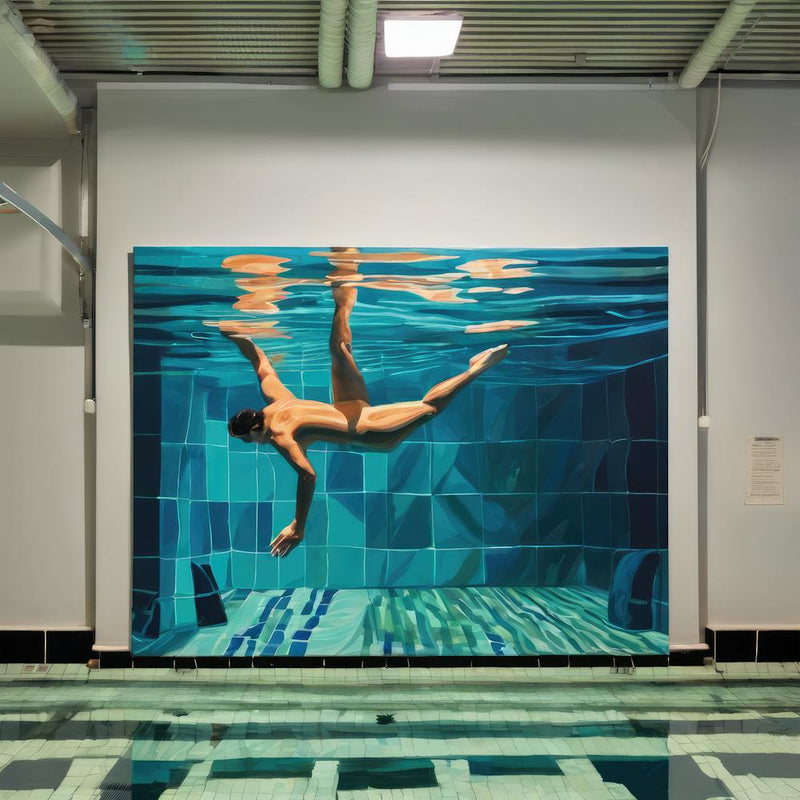 In Style of David Hockney. Swimming Pool at Night Series 1