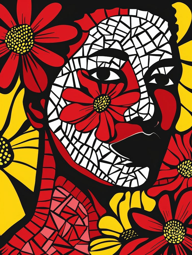Mosaic Woman With Flowers