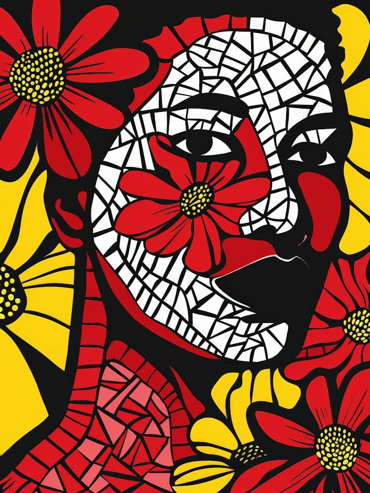 Mosaic Woman With Flowers