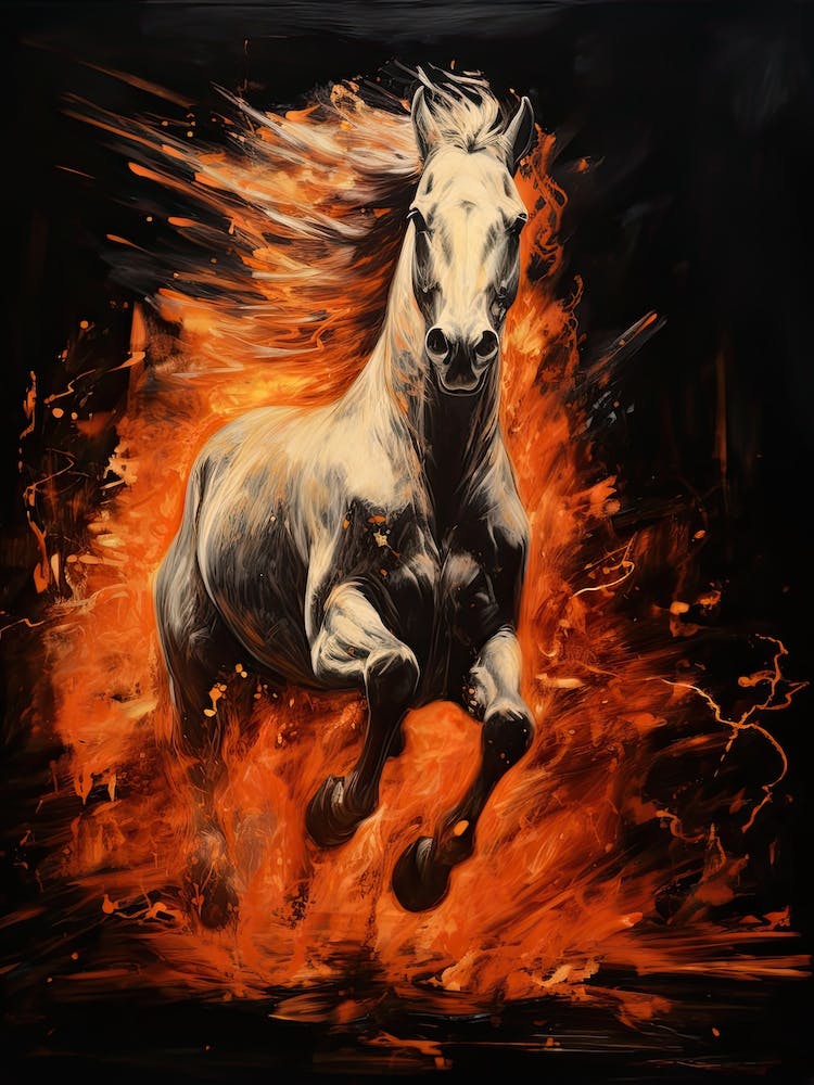 A Horse Painting In The Style Of Palette Negative Painting 2
