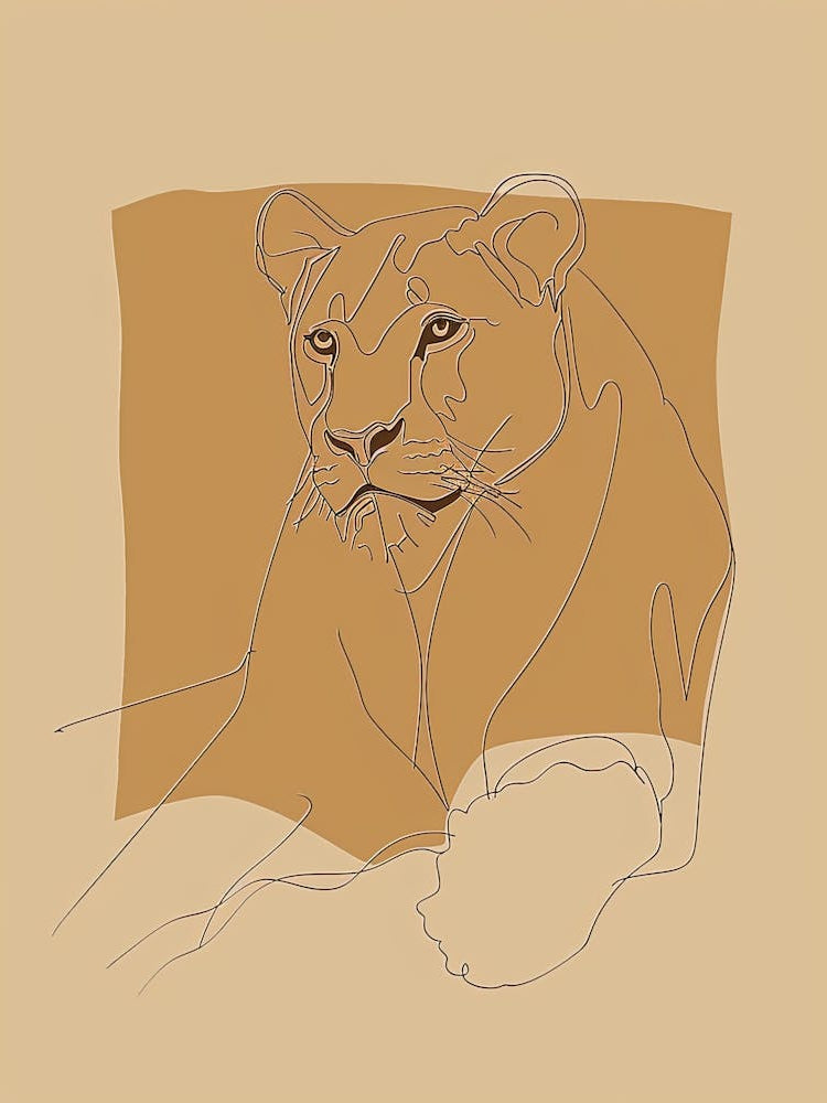 Lion - Boho, Line Art 6
