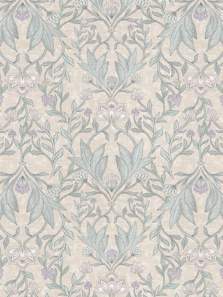 Beige Sage Morris Floral Damask