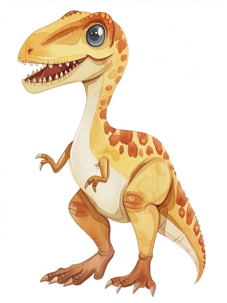 Cute Cartoondeinonychus Dinosaur Watercolour 2