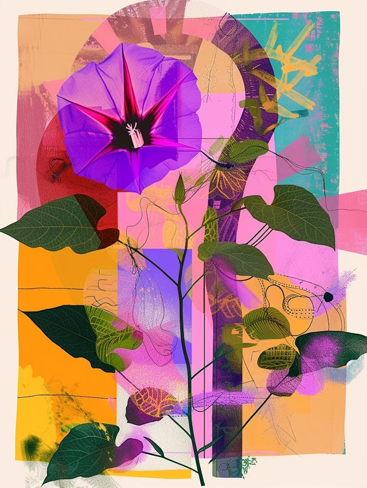 Morning Glory 8 Neon Flower Collage