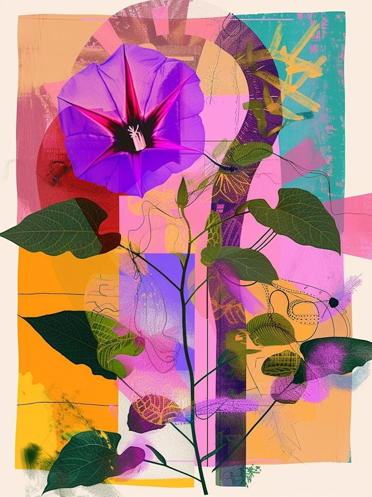 Morning Glory 8 Neon Flower Collage