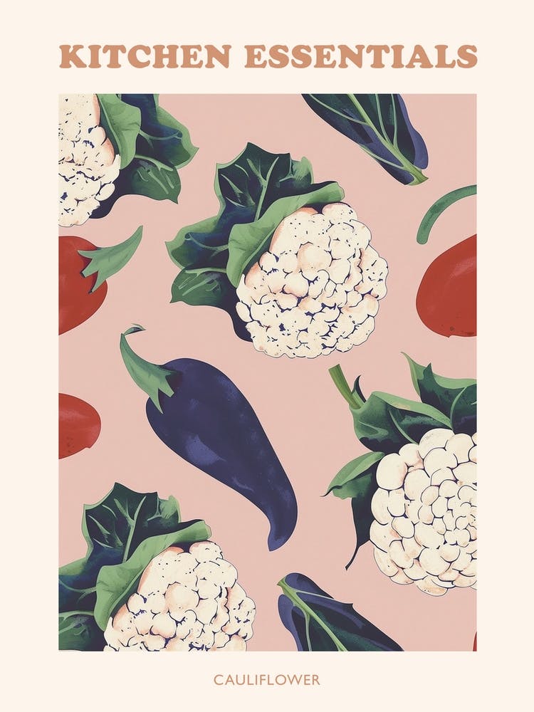 Cauliflower & Vegetables Pattern Poster