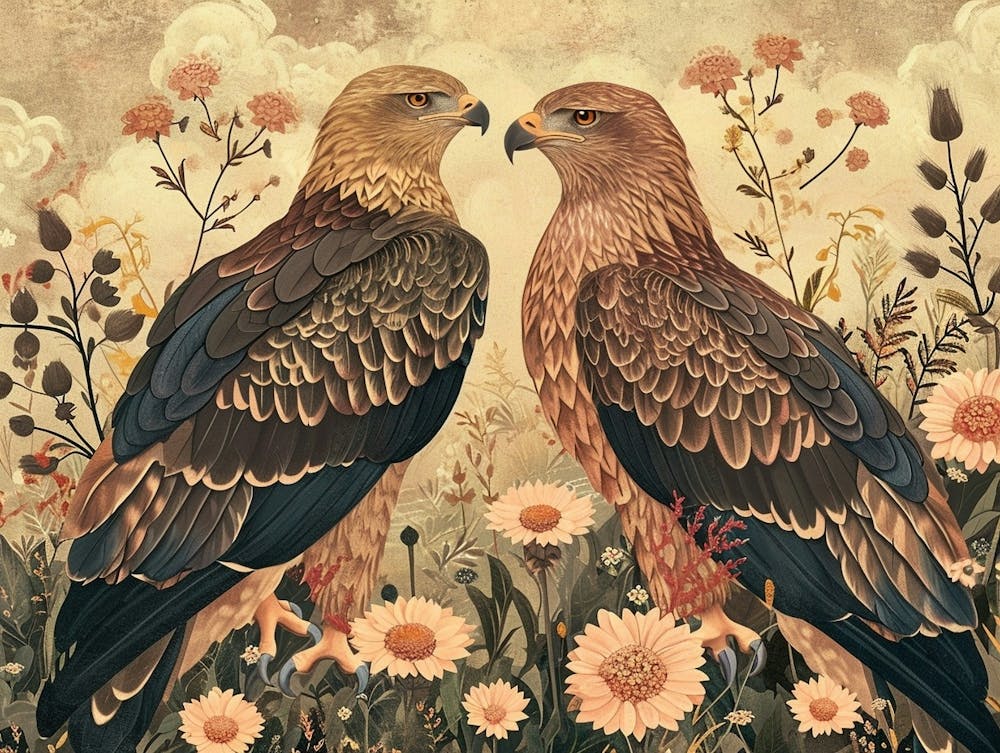 Blumen-Tierillustration Adler 3