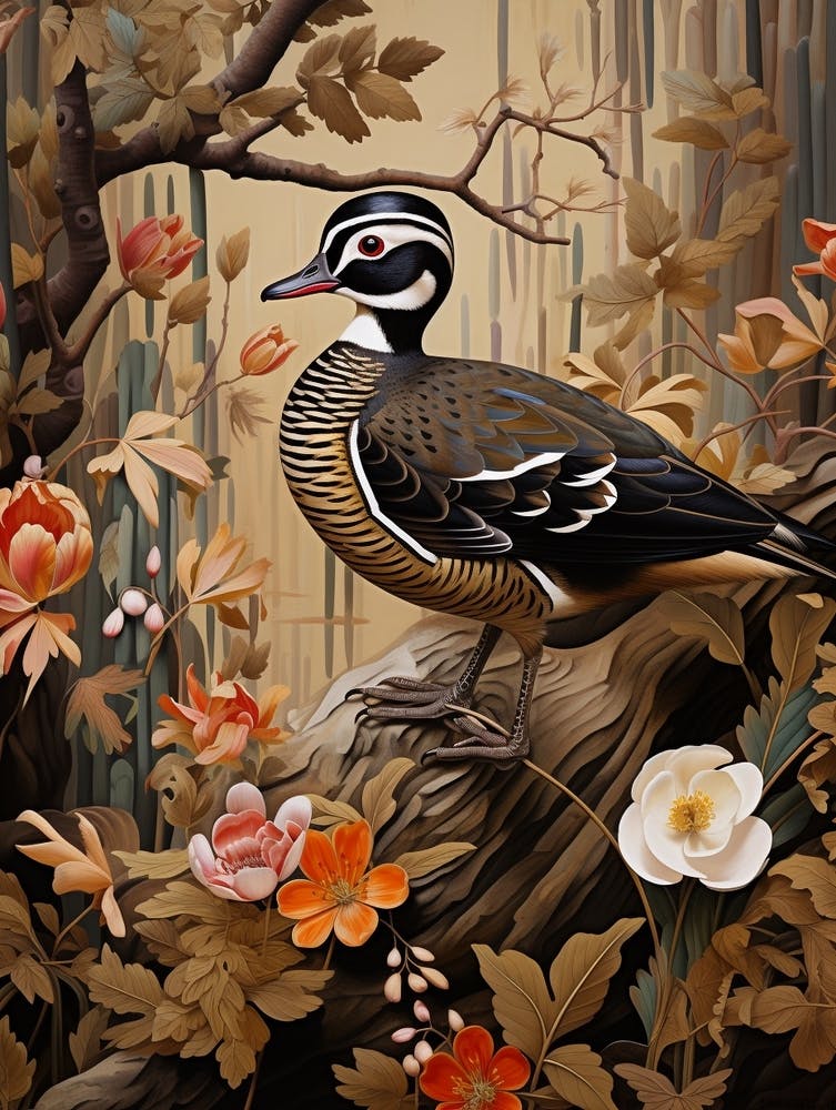 Dark And Moody Botanical Wood Duck