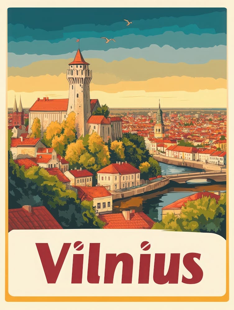 Aihrgdesign A Vintage Travel Poster Of Vilnius 1