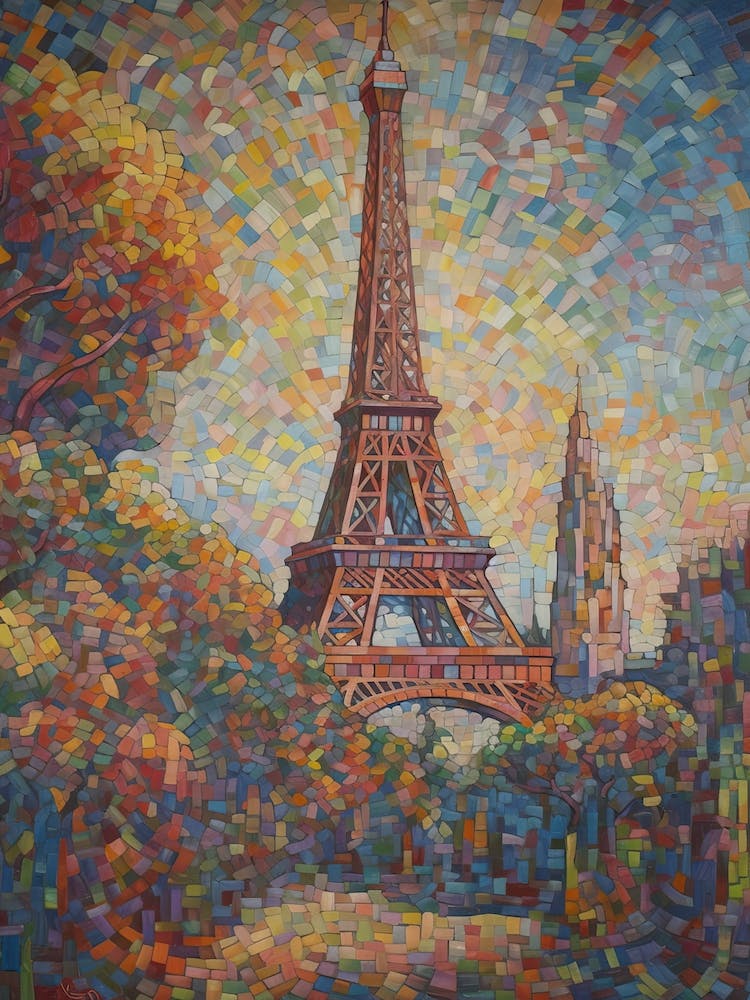Eiffel Tower Paris France Paul Signac Style 11