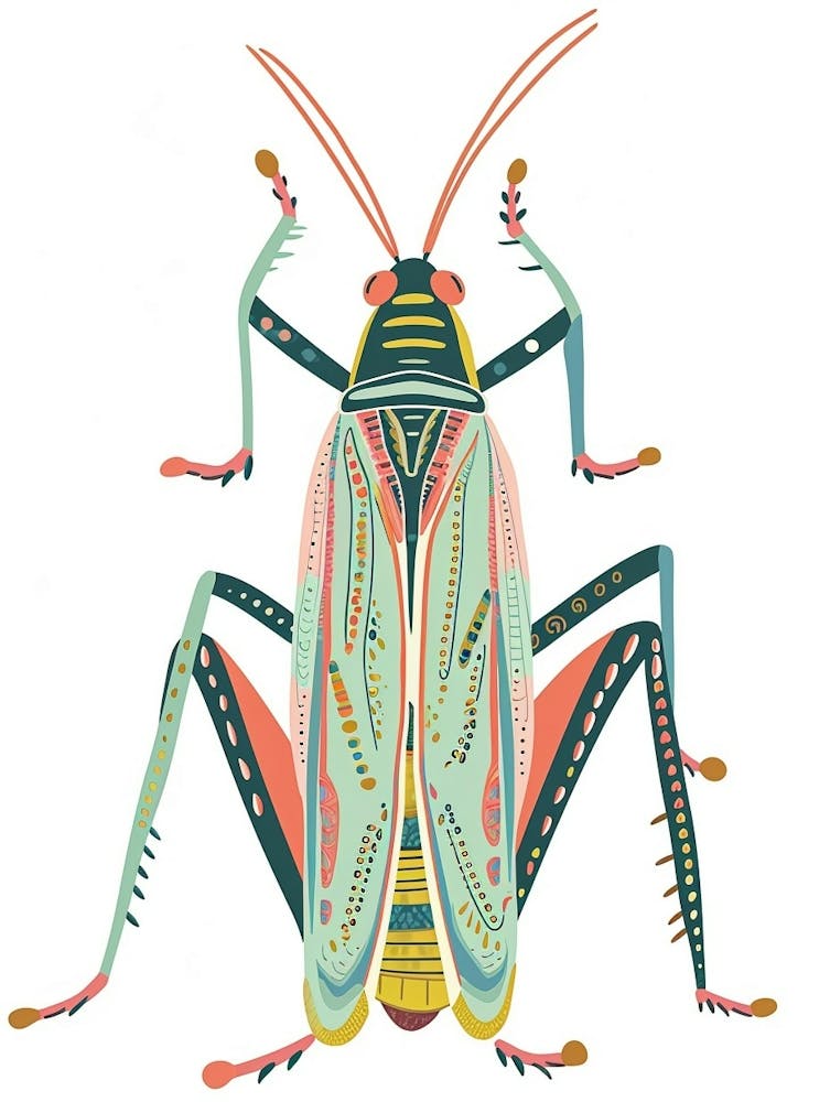 Colourful Insect Illustration Grasshopper 11