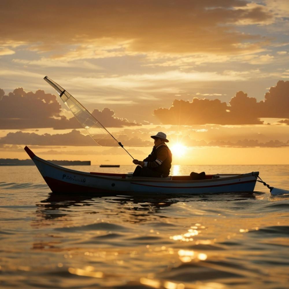 Sunset In A Fishing Boat