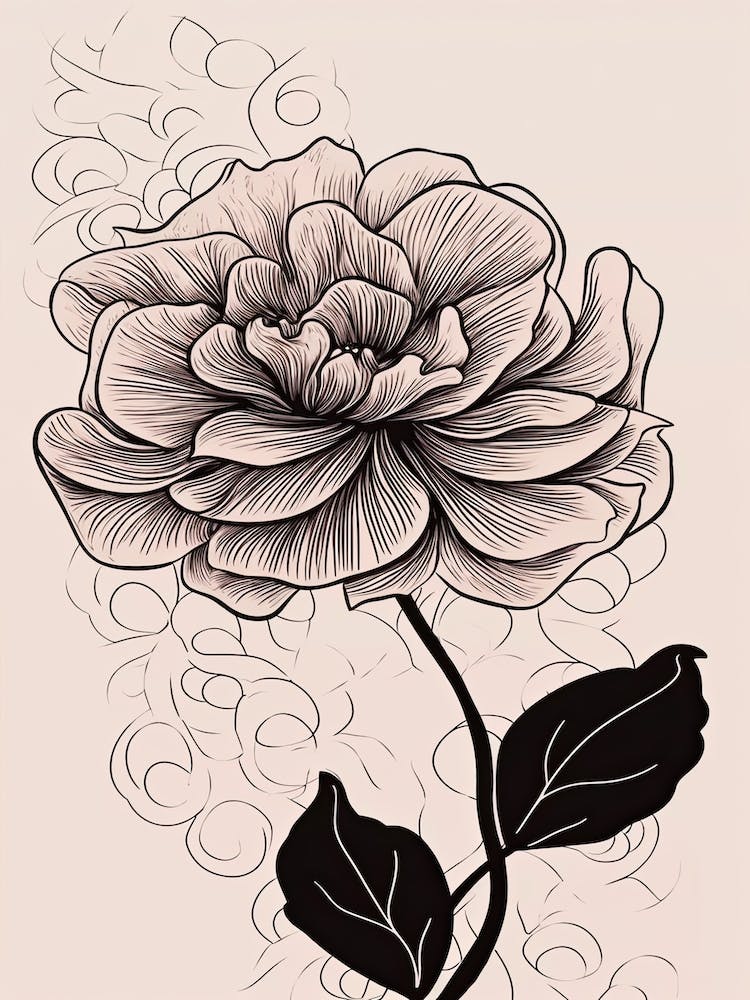 Dahlia Line Art Flowers Illustration Neutral 13