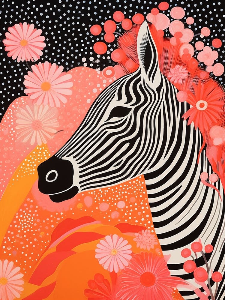 Floral Zebra Orange Patterns 1