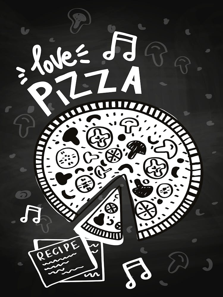 Love Pizza Poster - kitchen art, kitchen poster