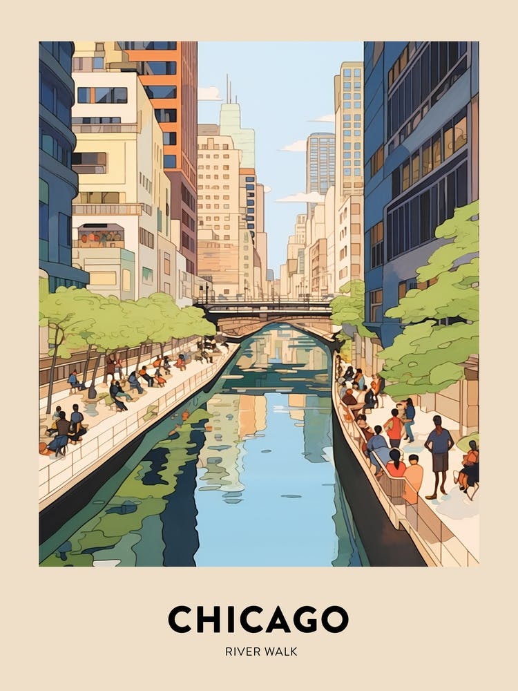 River Walk Chicago Reiseposter