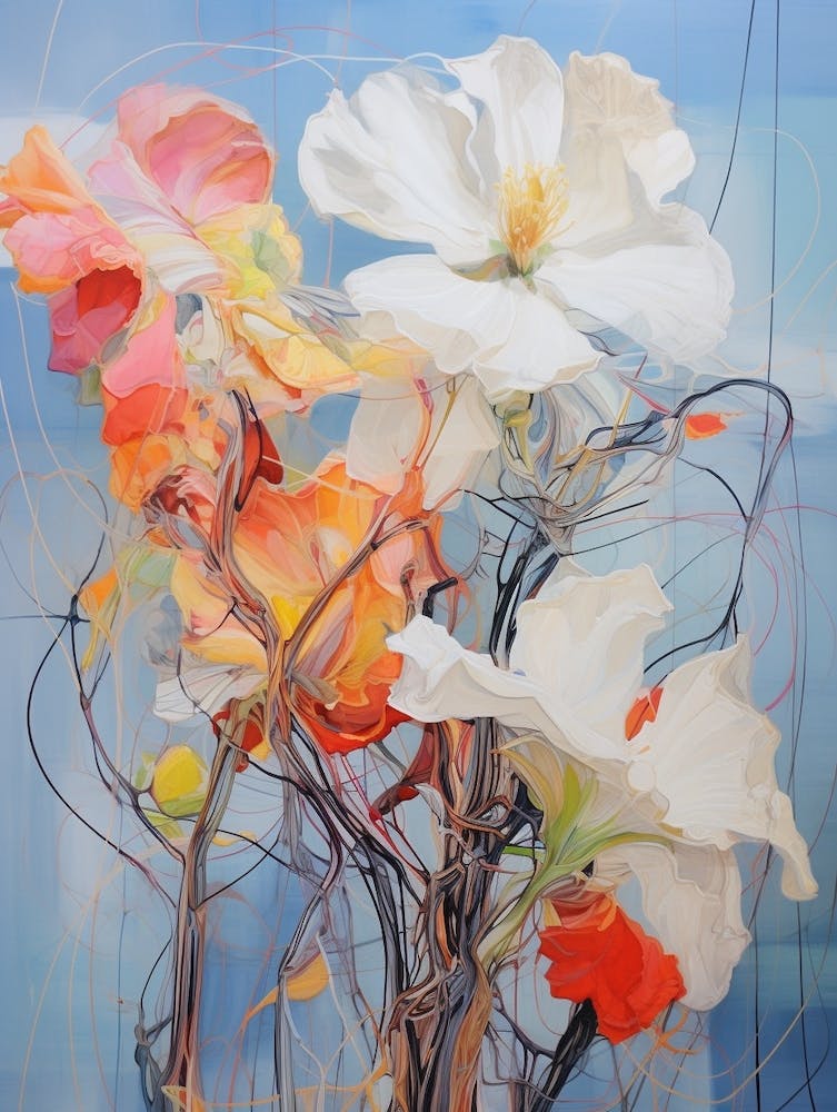 Abstract Flower Painting Moonflower 1