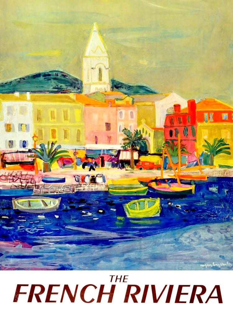 The French Riviera, Watercolored Travel Poster