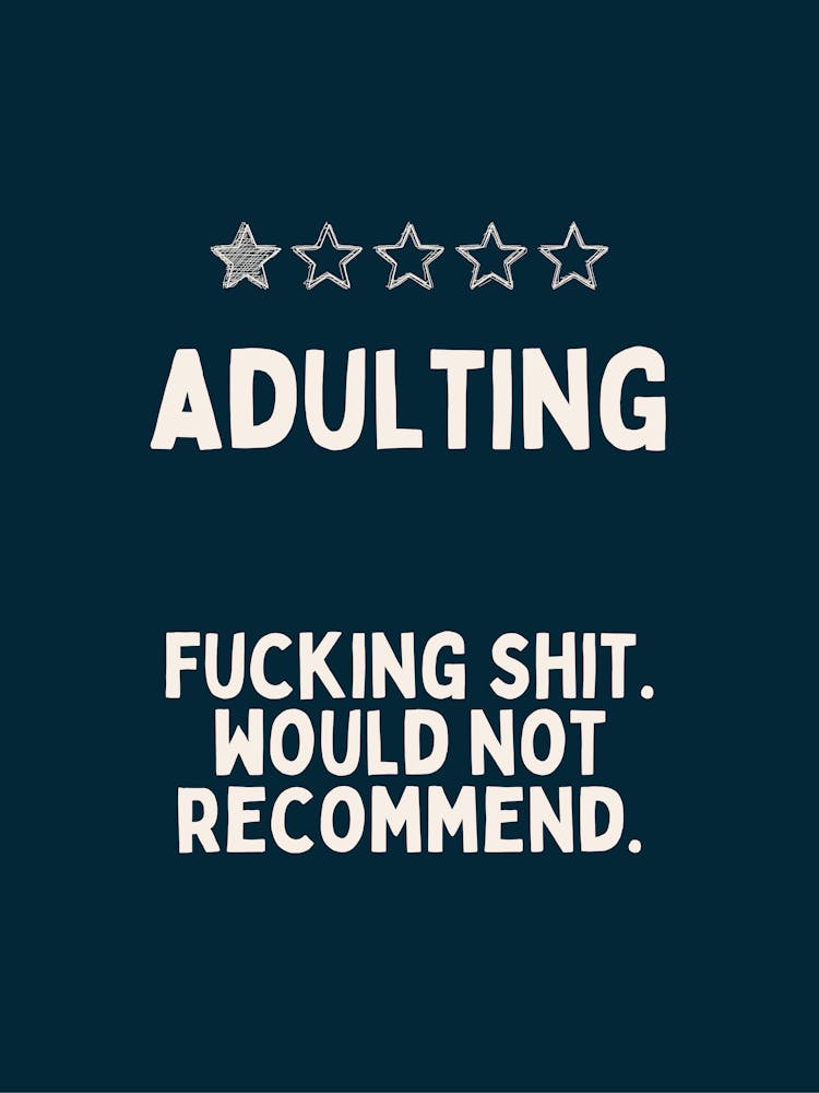 Adulting Fucking Shit | Navy And White
