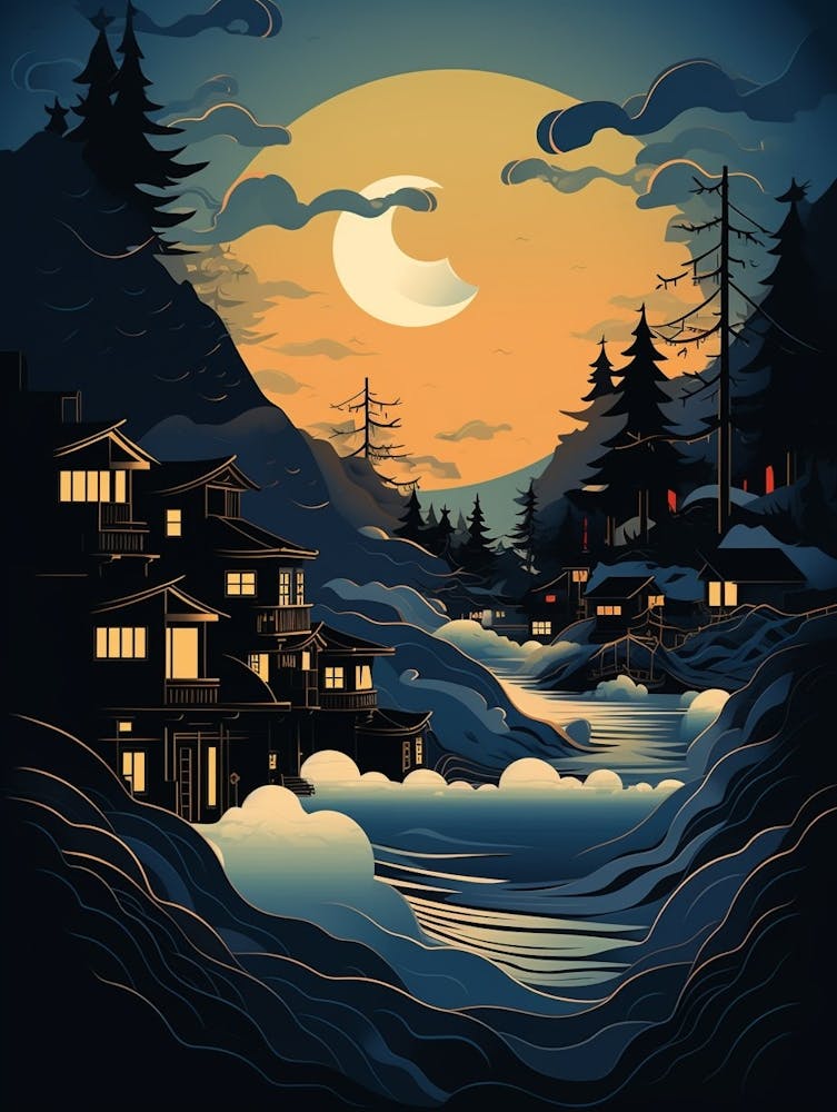 Tsunami Waves Japanese Illustration 12