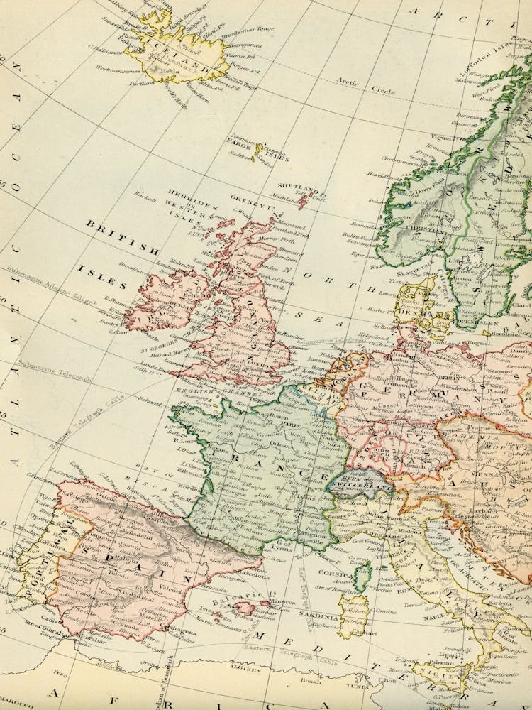 Europe Map, retro map, vintage map