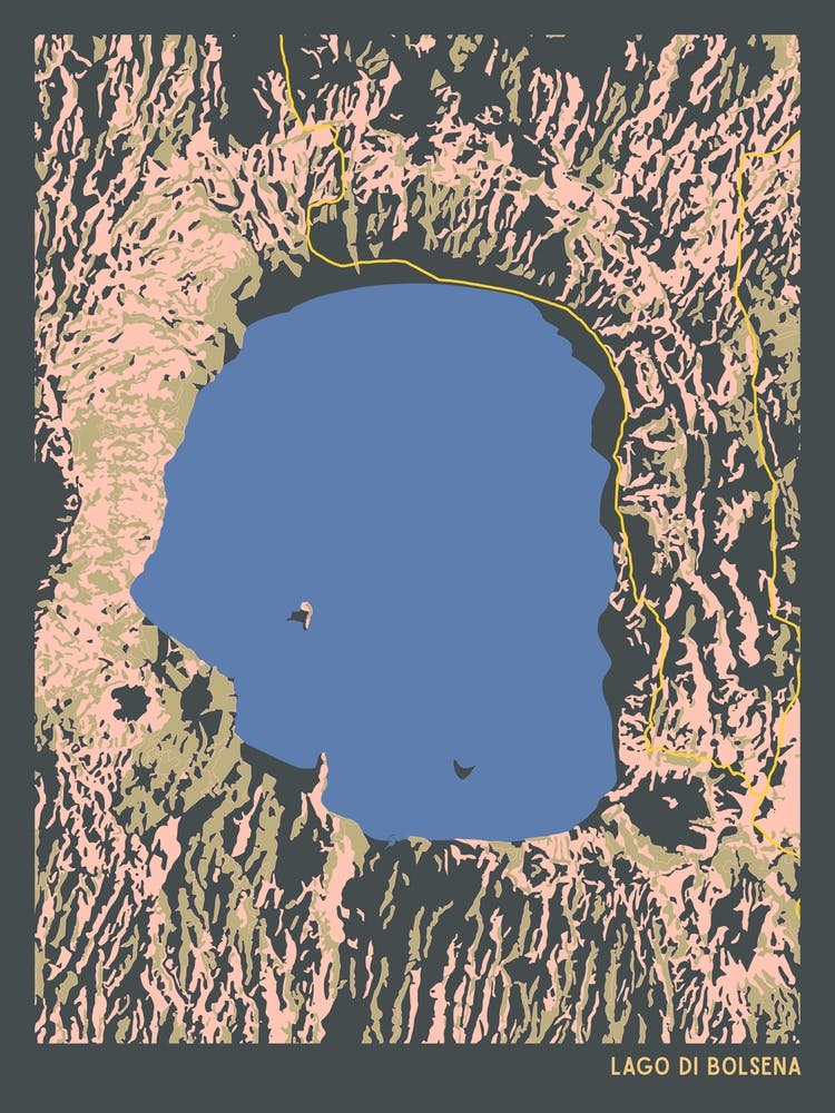 Lago Di Bolsena Lake Bolsena Central Italy Hillshade Topographic Map
