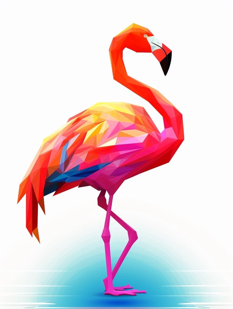 Oiseau Géométrique Coloré Flamant rose 1
