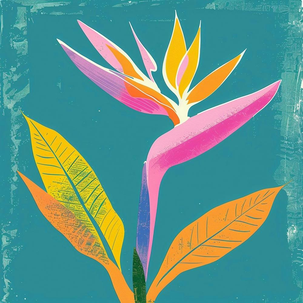 Bird Of Paradise 1 Square Flower Illustration