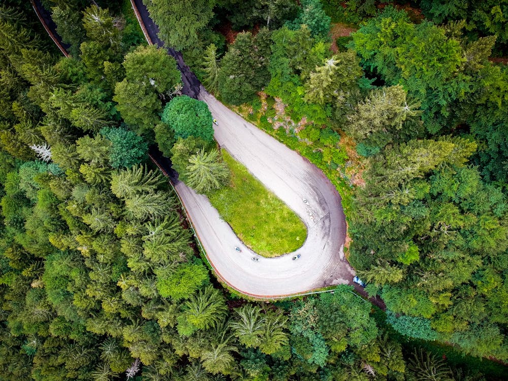 Mountain road drone in Switzerland