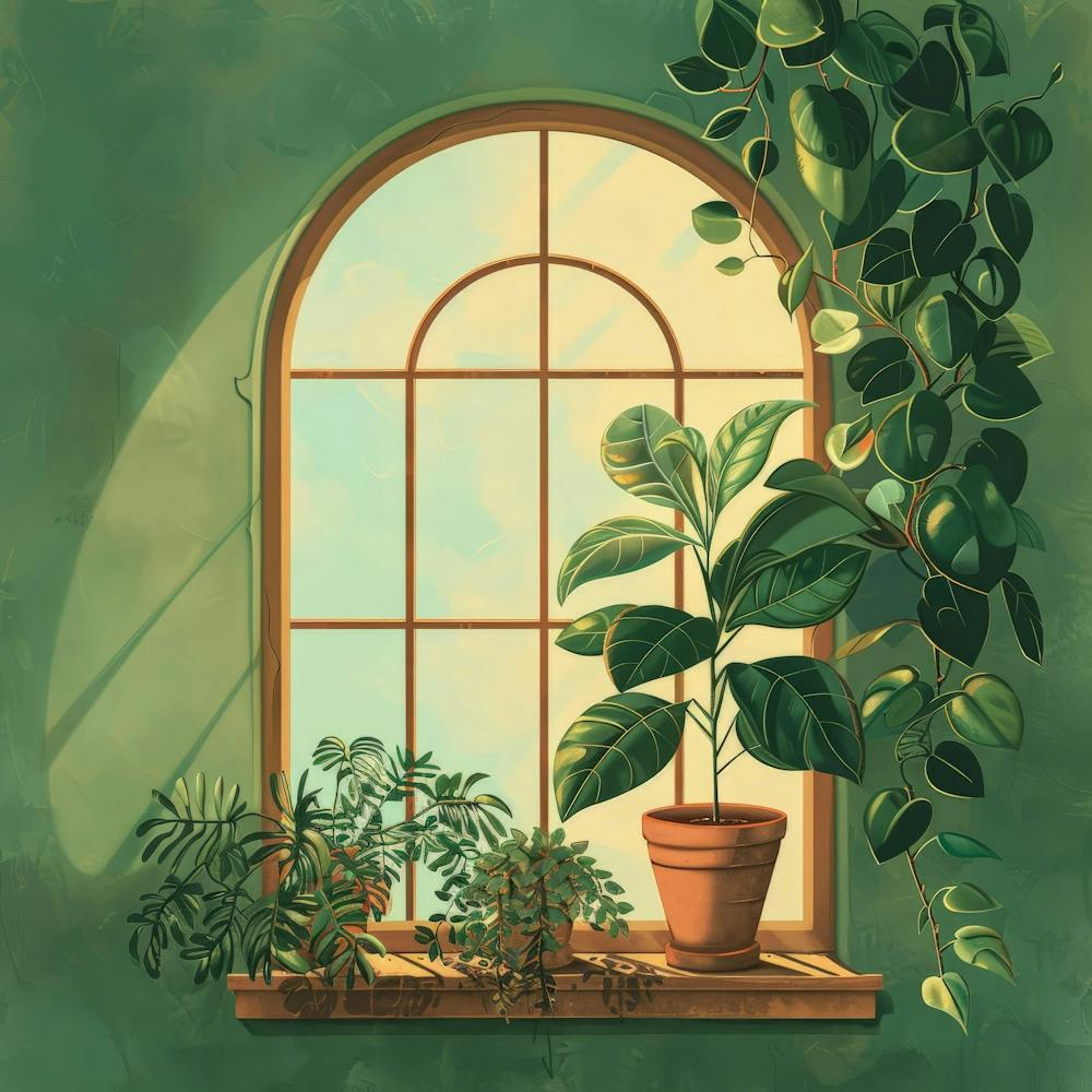 Window Sill With Plants