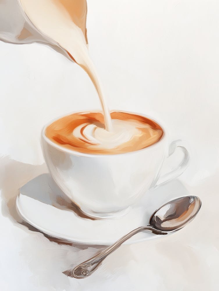 Gelassener Morgenkaffee-Moment Aquarellgemälde