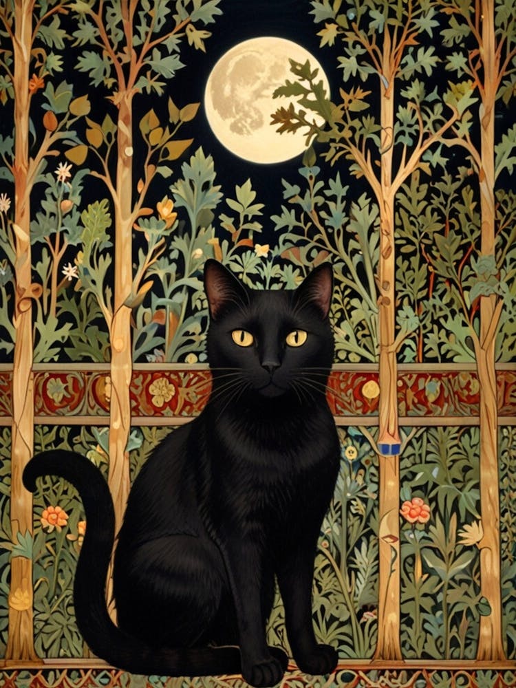 William Morris Black Cat In The Forest 39
