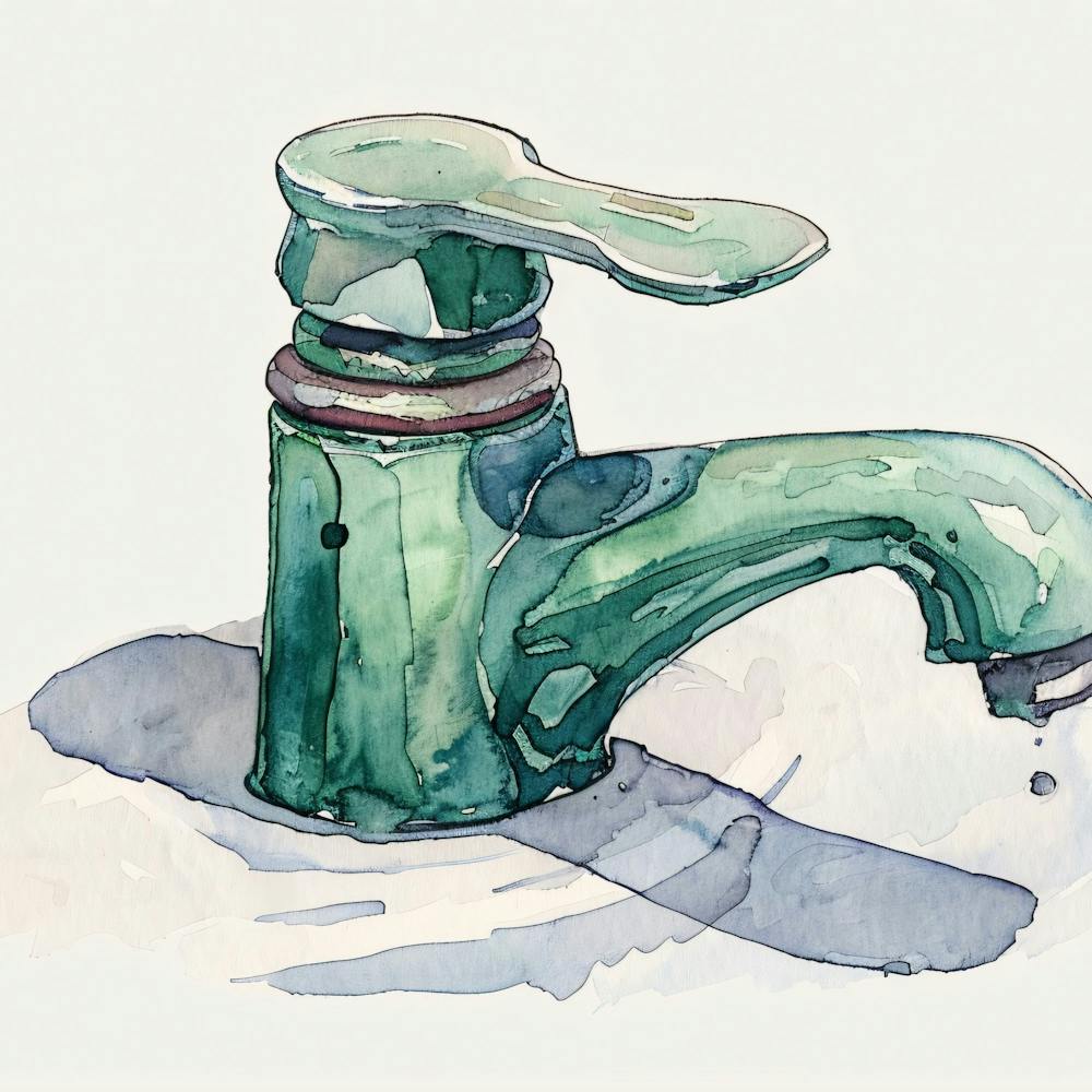 Watercolor Of A Faucet