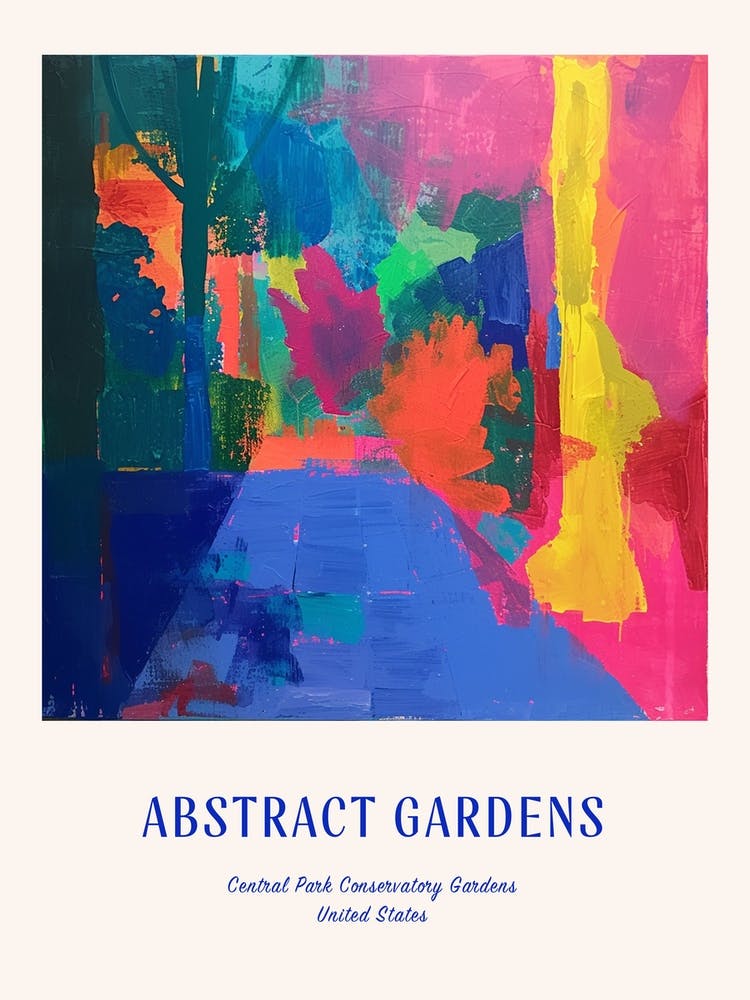 Colourful Gardens Central Park Conservatory Gardens Usa 4 Blue Poster