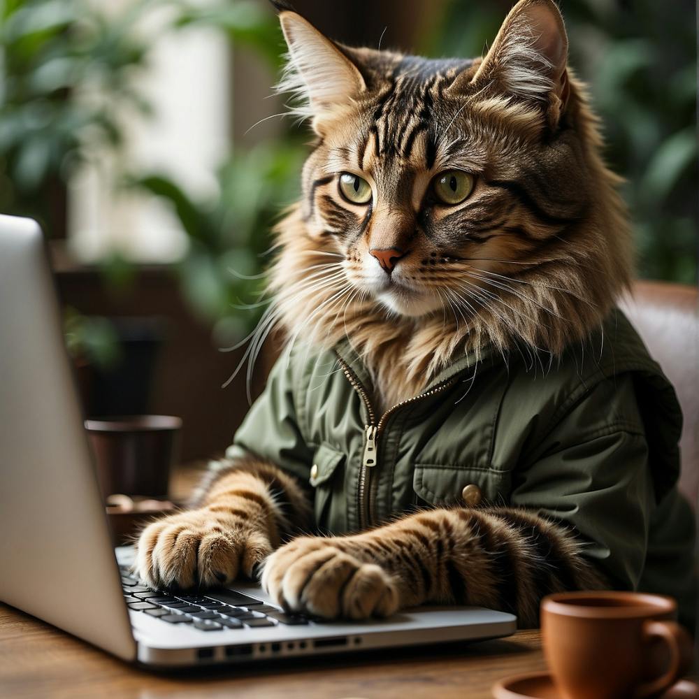 Cat Working On Laptop